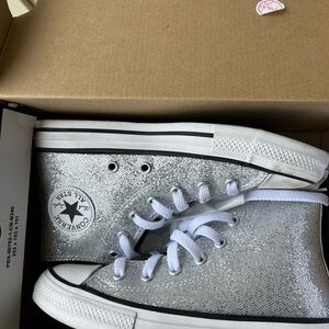Silver glitter Converse All Stars youth size 2